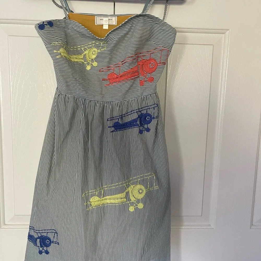 Moulinette Soeurs airplane pinstripe dress cotton summer sundress ✈️ - Picture 5 of 17